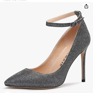 Castamere ankle strap silver glittery pump